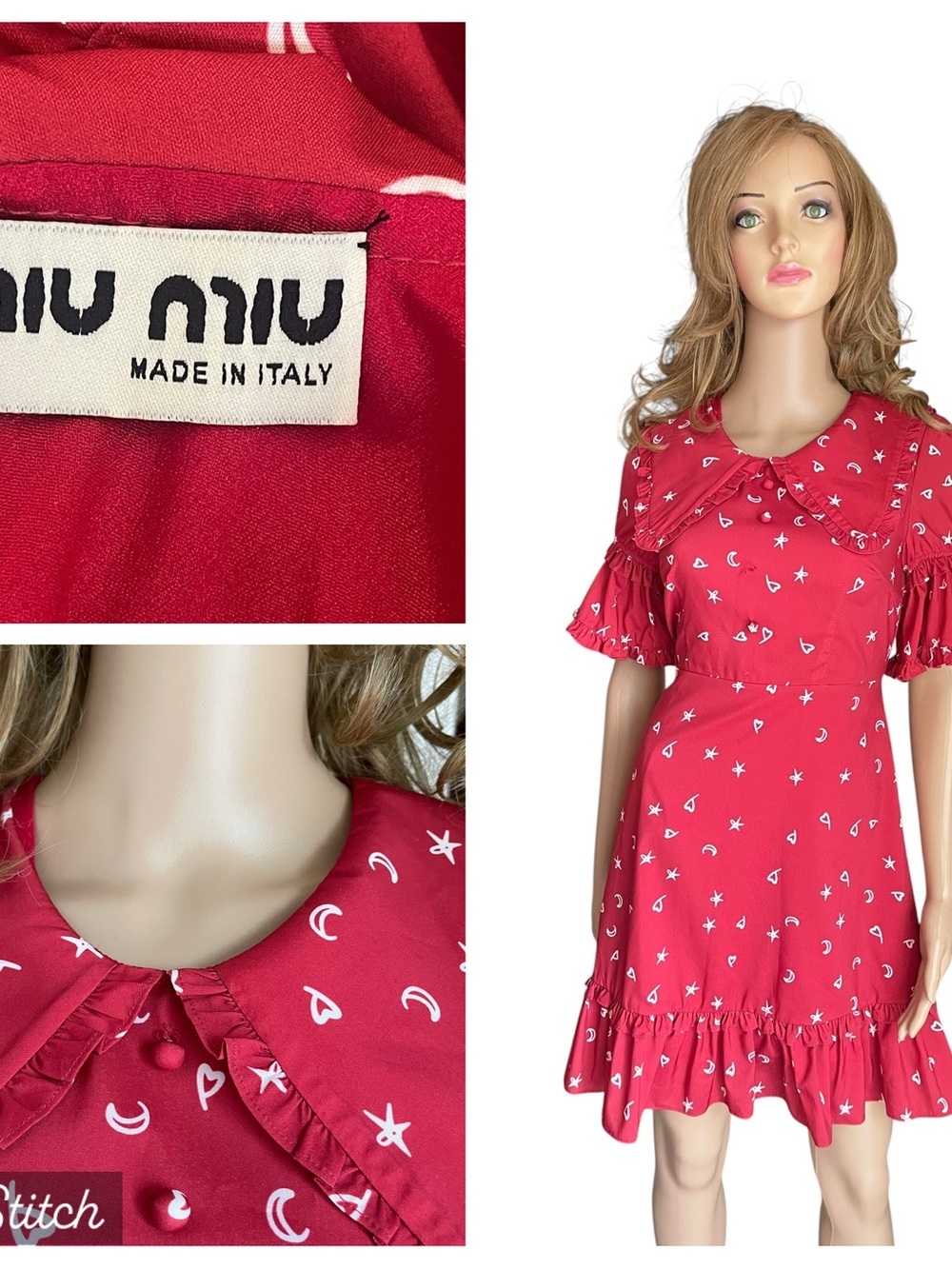 Vintage Miu Miu 80s mini red dress size S